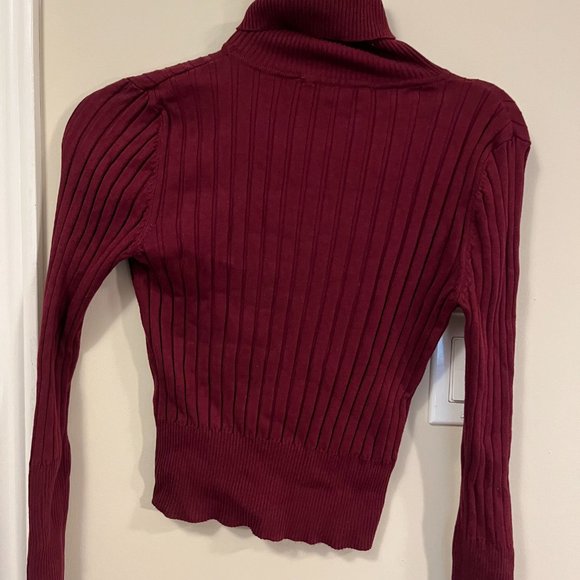 Zara burgundy ribbed turtleneck, gently used. - Picture 2 of 3